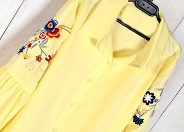 РУБАШКА НА ПУГОВИЦАХ С ВЫШИВКОЙ ЦВЕТОВ ВОРОТНИК S/M 444