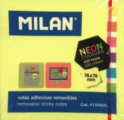 Samolepiace kartičky neon mix 76x76/400K MILAN MILAN 230105