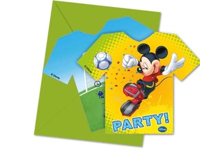 Zaproszenia Myszka Mickey Goal Urodziny Party 6szt