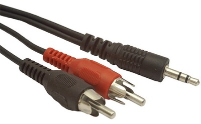 Kabel 2,5m mini JACK 3,5mm 2x CINCH RCA M/M black