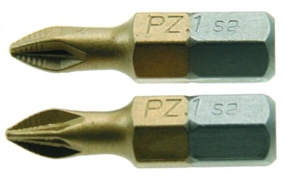 Końcówki wkrętakowe PZ1 x 25 mm, tytanowana, 2 szt.