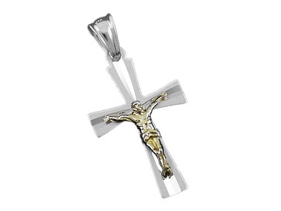 Wisiorek krzyż krzyżyk srebrny z pozłacanym Jezusem waga 1,3 g - DEW-57 PL