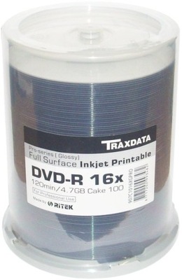 TRAXDATA DVD-R 4,7GB PRO Printable GLOSSY Cake 100