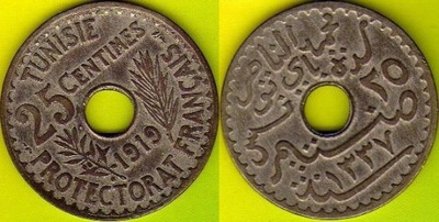 Tunezja 25 Centimes 1919 r.