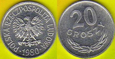 POLSKA 20 groszy 1980 r.