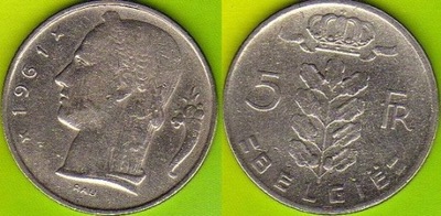 Belgie 5 Francs 1961 r.
