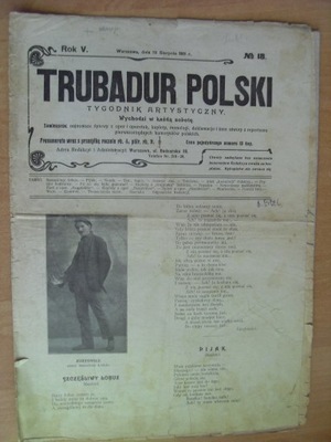 GAZETA TRUBADUR POLSKI 19 .08. 1911 ARTYSTYCZNY