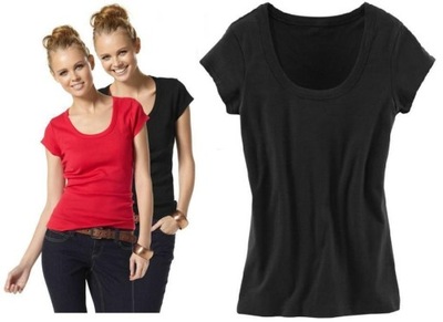 AJC CZARNA klasyk bawełniana BLUZKA t- shirt 34 XS