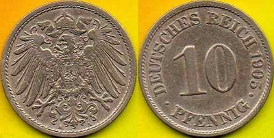 NIEMCY 10 Pfennig 1905 r. A