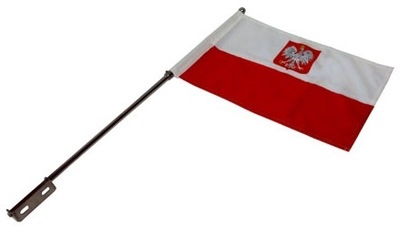 Maszt motocyklowy flaga polski z godłem motocykl