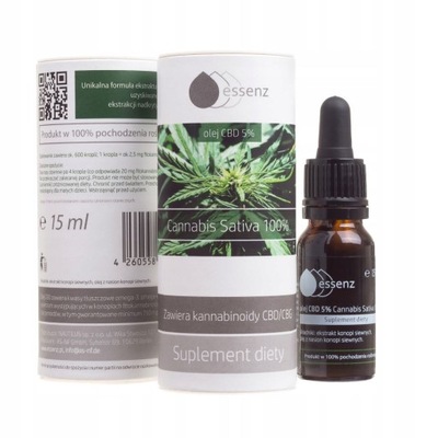 Olej konopny CBD 5% 15ml Essenz 750mg z konopi