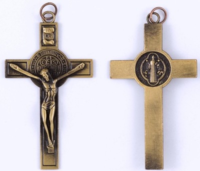 7cm krzyż medalik św. Benedykta złoty krzyżyk