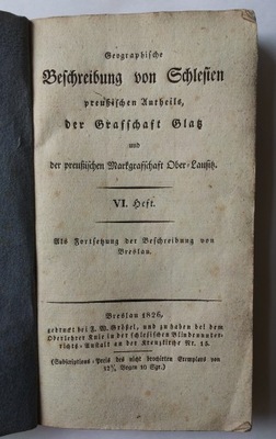 1826 Breslau Szkolnictwo Hausdorf Fraustadt Glogau
