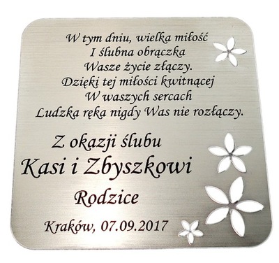 Tabliczka 8x8 dedykacja prezent ażur GRAWER