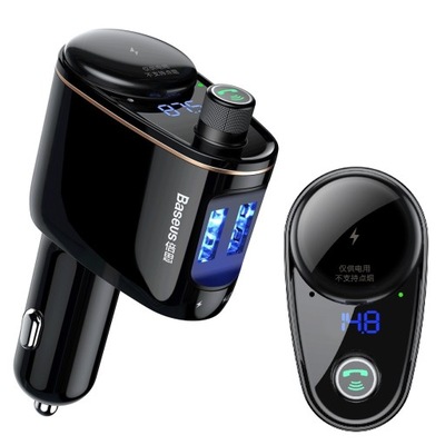 Baseus Transmiter FM Bluetooth Ładowarka Samochodowa MP3 2xUSB z Gniazdem