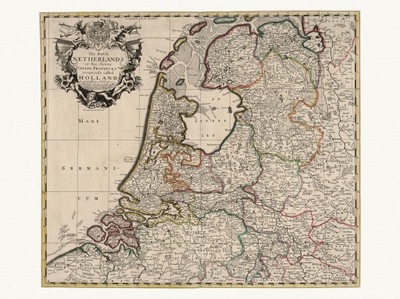 HOLANDIA bogato zdobiona mapa Senex 1721