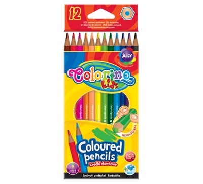 Kredki ołówkowe heksagonalne 12 kolorów Colorino