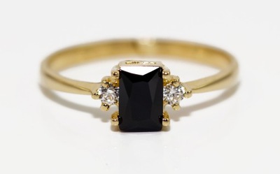 Złoty pierścionek 585 czarna cyrkonia
