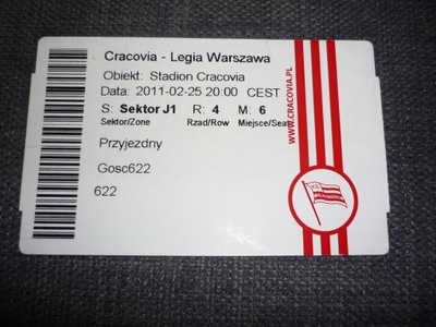 Bilet Cracovia Kraków - Legia Warszawa 25.02.2011