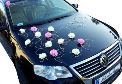 Dekoracja samochodu ozdoby na auto do ślub goździk
