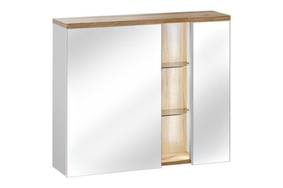 SZAFKA ŁAZIENKOWA BAHAMA WHITE Z LUSTREM 80 CM LED