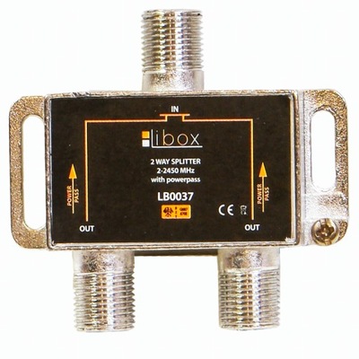 Rozdzielacz sygnału SAT splitter 1x F / 2x F Power Pass LB0037 LIBOX