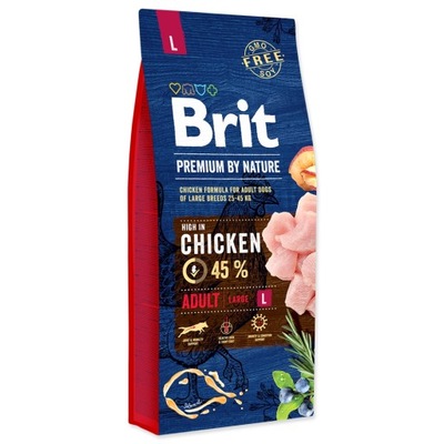 Sucha karma dla psa Brit Premium by Nature Adult L kurczak 15 kg