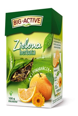 Herbata Liściasta Zielona Pomarań 100g Big-Active