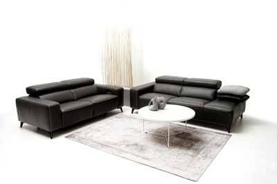 LONGO-Sofa 3-os + 3-os z pufą, możliwy relax el.
