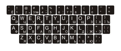 Naklejki na klawiaturę QWERTY+CYRYLICA 11x13 10szt