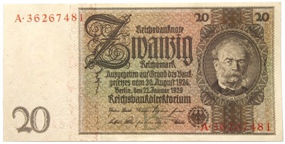 Niemcy - III Rzesza - BANKNOT - 20 Marek 1929