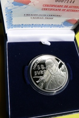 10 EURO HISZPANIA 2002 LUIS CERNUDA SREBRO 925+CER
