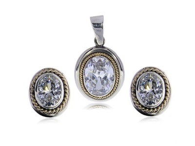 KOMPLET BIŻUTERII SWAROVSKI ZŁOTO SREBRO LgSKt172