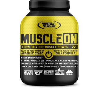 REAL PHARM MUSCLE ON 2270G BULK GAINER BIAŁKO JAGODOWA WANILIA