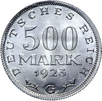 Niemcy - 500 Marek 1923 G - MENNICZA Z ROLKI