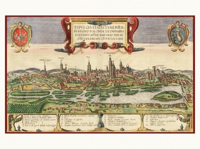 LUBLIN panorama miasta Braun Hogenberg 1617 płótno