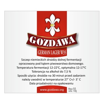 Drożdże GLW35 dolna fermentacja Gozdawa Piwo