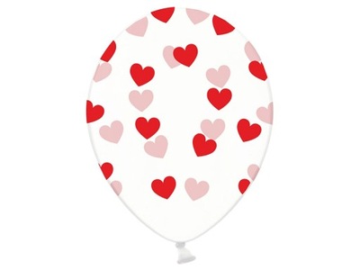 BALONY PRZEŹROCZYSTE w CZERWONE SERCA 14cali ŚLUB