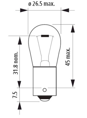 ŻARÓWKA P21W 24V/21W BA15S (Z COK. MET)