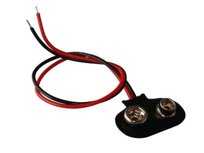 Gniazdo zatrzask baterii 9V 6F22 z przewodem 15cm -10szt