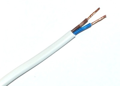 Przewód kabel elektryczny OMYp 2x0,75 płaski biały