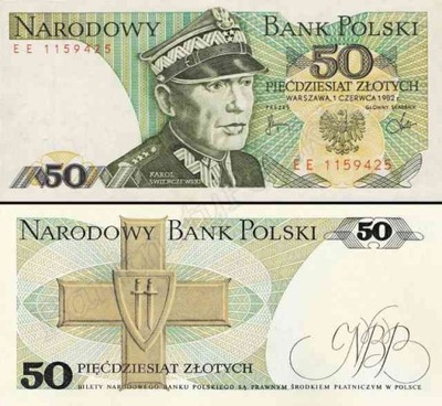 50 zł Świerczewski seria HB - 1988 - UNC z paczki