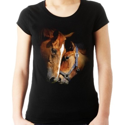 Koszulka bluzka jeździecka z końmi w konie XS HQ