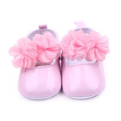 Przepiękne różowe balerinki buciki chrzest 6-9 12