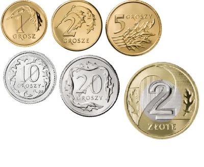 1,2,5,10,20 gr 2 zl rocznik 2007 r komplet 6 monet