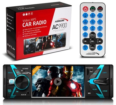 RADIO SAMOCHODOWE USB SD BT EKRAN PILOT + WEJŚCIE KAMERY AUDIOCORE AC9900