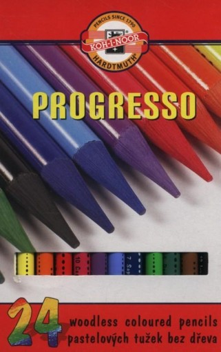 Мелки Progresso KOH-I-NOOR без древесины, 24 цвета, в футляре 8758