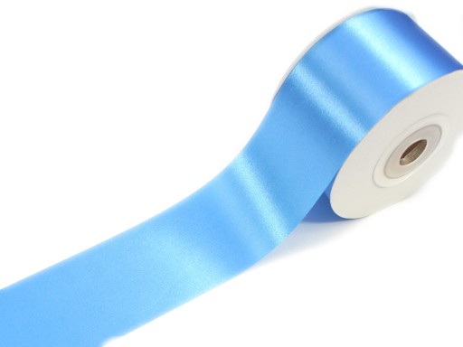 WSTĄŻKA 60mm SATYNOWA tasiemka niebieska BŁĘKITNA rolka 50m