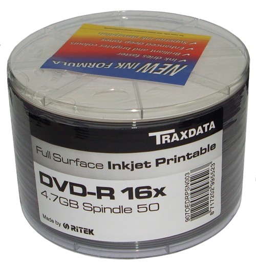 Traxdata Ritek DVD-R 4,7 ГБ диски для печати 50 шт.