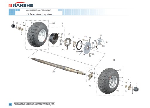 каталог запчастей LONCIN QUAD BS250S5 JIANSHE ROMET